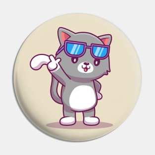 Cute Cat Wearing Glasses Pin