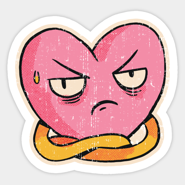 Distressed Disgusted Heart Cartoon - Anti Love - Sticker | TeePublic Distressed Disgusted Heart Cartoon - Anti Love - Sticker | TeePublic