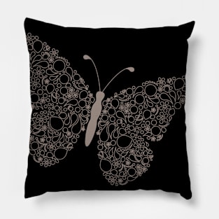 Butterfly in Modern Paisley Outline Design Pillow