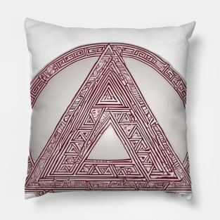 Mystical Geometric Triangle with Intricate Greek Key Pattern No. 917 Pillow