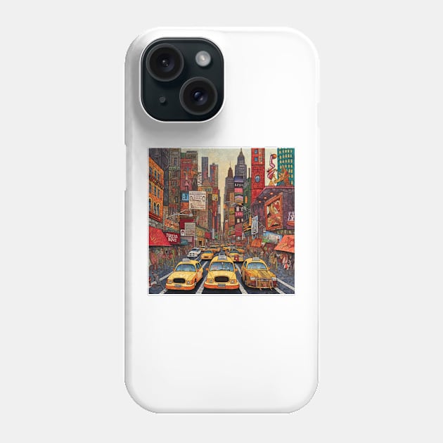 Day in Iconic New York City, Art Brut Style Phone Case by EpicFoxArt