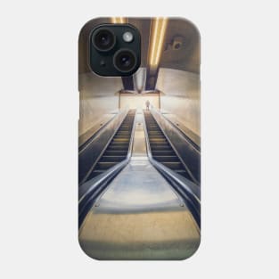 climbing a subway escalator Phone Case