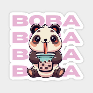 Boba Tea Panda | Cute Panda Drinking Boba Milk Tea Cartoon Magnet