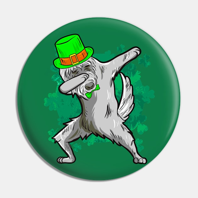 St Patricks Day Dabbing Irish Wolfhound Pin by E