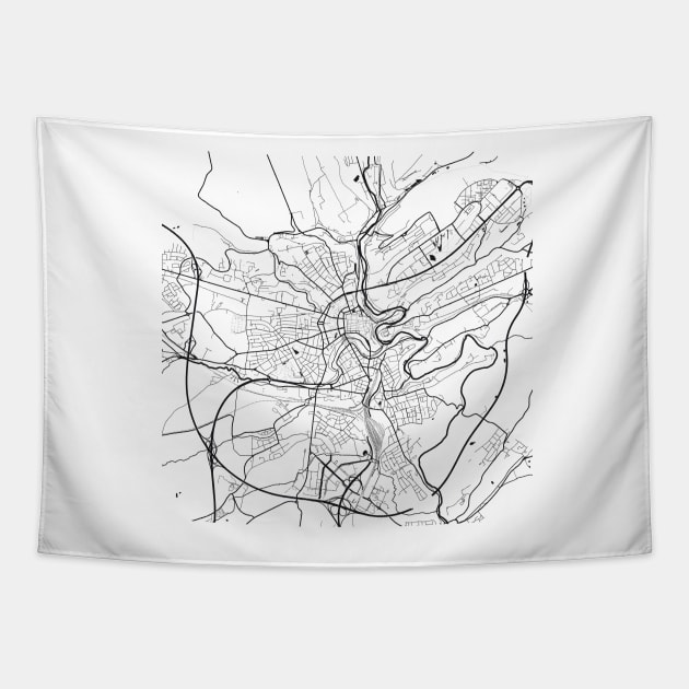 Luxembourg Map City Map Poster Black and White, USA Gift Printable, Modern Map Decor for Office Home Living Room, Map Art, Map Gifts Tapestry by 44spaces