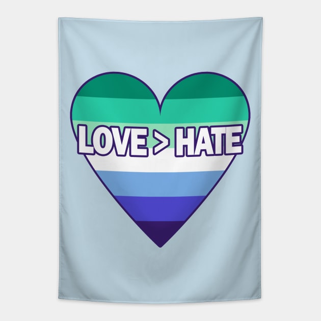 Love Is Greater Than Hate (Gay Men Pride): Heart Tapestry by Zogar77