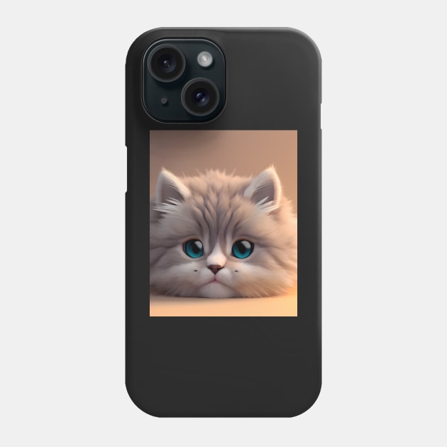 Adorable Kitten - Modern digital art Phone Case by Ai-michiart