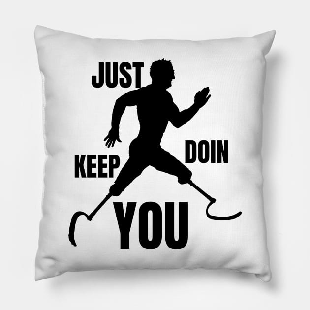 Just Keep Doin You - Runner Silhouette Black Text Pillow by Double E Design