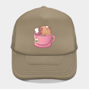 Cute Capybara Relaxing In Cup Of Tea Hat