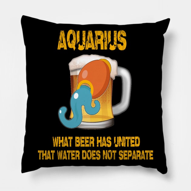 Aquarius Sign Funny Beer Shirt Pillow by Cervezas del Zodiaco