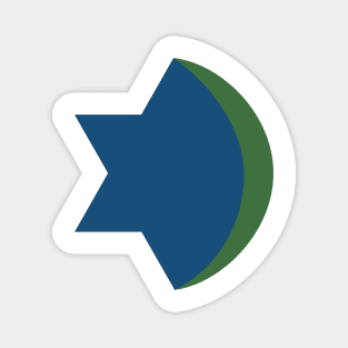 Combination of Star of David with Crescent religious symbols in flat design icon Magnet