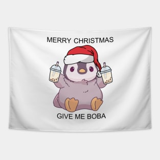 Christmas Cute Little Pengu wants Boba Tapestry