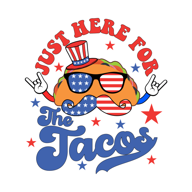 Just Here For The Tacos Sunglasses American Flag 4th Of July by artbooming