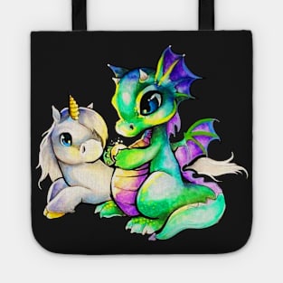 Unicorn and Dragon Awesome Graphic T shirt Tote