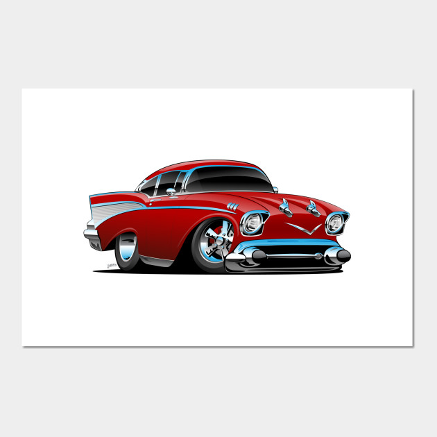 Classic Hot Rod 57 Muscle Car Low Profile Big Tires And Rims