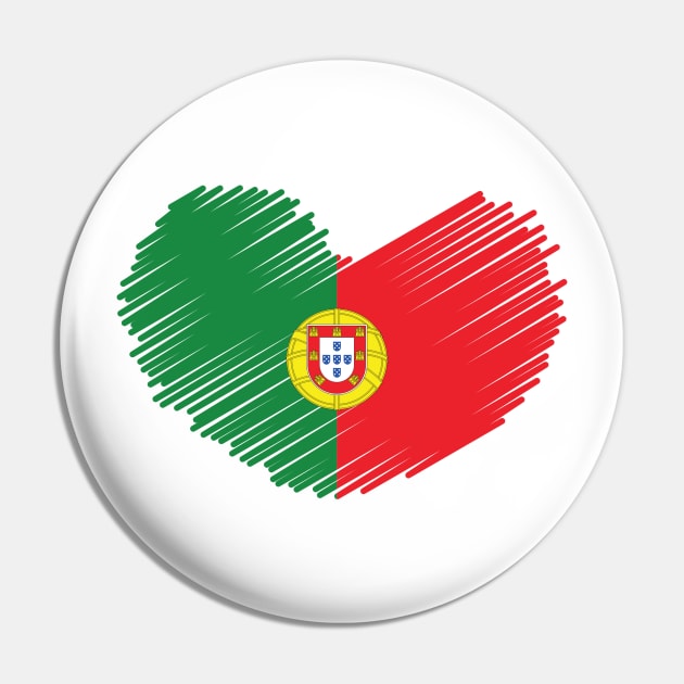 Portugal Flag Heart Design Pin by Sanu Designs