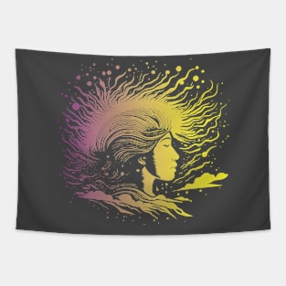 WOMAN WITH WILD HAIR Tapestry