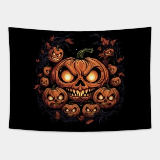 Halloween Pumpkin, Spooky Pumpkin Face Tapestry