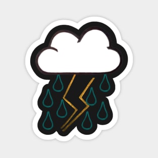 Colored Rainy and Stormy Cloud Design (Black) Magnet