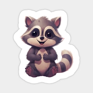 Cute Cartoon Baby Raccoon Illustration with friendly smiling face Magnet