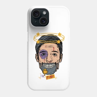 Man face half skull exhausted Phone Case