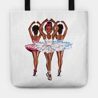 African American ballerina - #009 brown skin ballerinas and a pink bow. Top 10 best Black girl gifts Tote