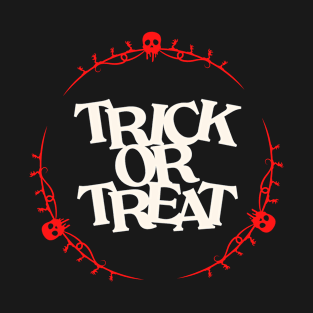 Black Trick or Treat with Skull Halloween T-Shirt