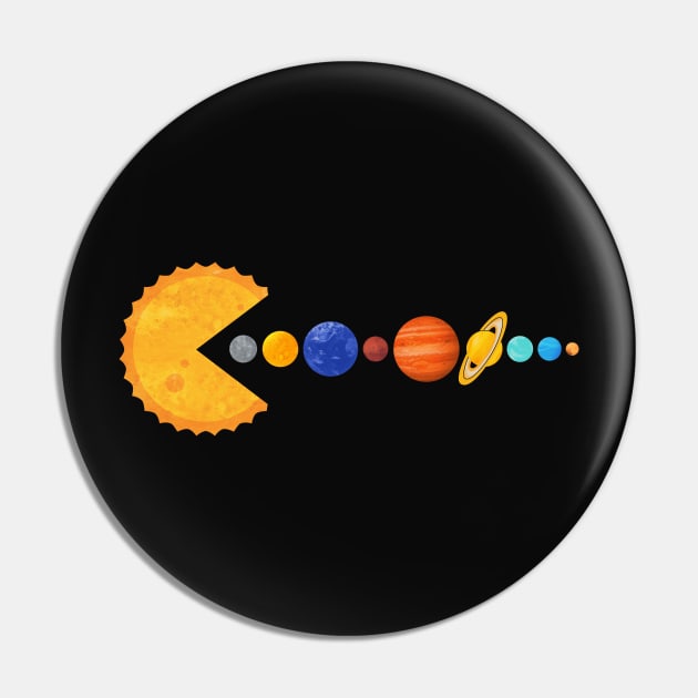 Pacman Eating Planets Pin by TextTees