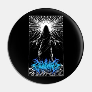 God is Love Redeemer  death metal design (Blue) Pin