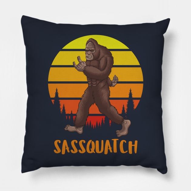 Sassquatch - Badass With An Attitude To Match  - White Pillow by Crazy Collective