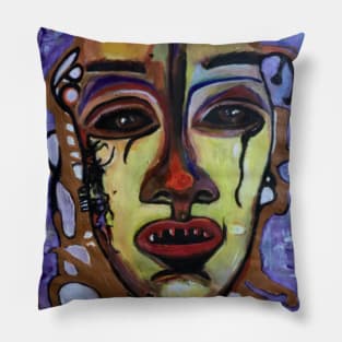 Life's Manifestation of Yellowman, abstract portrait Pillow