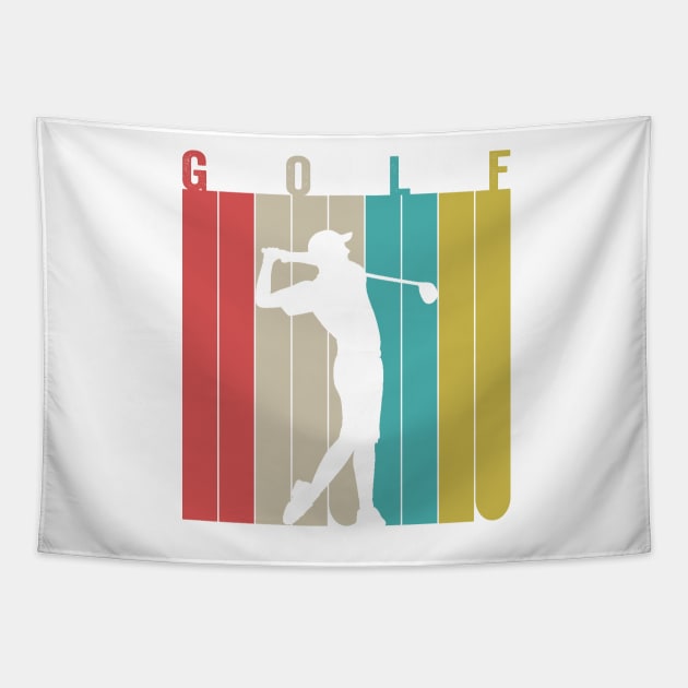 Golf Silhouette Retro Vintage Style Tapestry by Mesyo