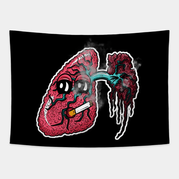Smokers Lung! Cartoon Lungs Tapestry by Squeeb Creative
