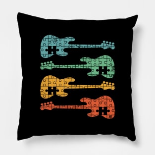 Bass Guitar Puzzle Cool Retro Colors Pillow