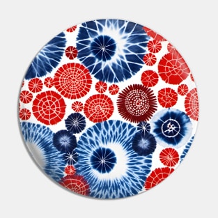 Red and blue shibori tie dye circles Pin