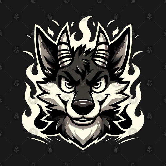 Black and White Demonic Furry Anthro Wolf by Blue Bull Bazaar