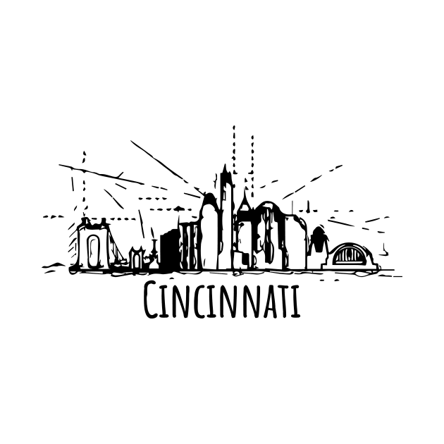 Cincinnati Ohio Skyline Cartoon Sketch by DimDom