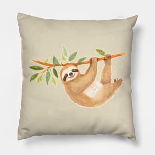 Kawaii Sloth Watercolor Pillow