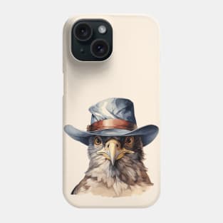 Funny pigeon wearing a cowboy hat, watercolor Phone Case