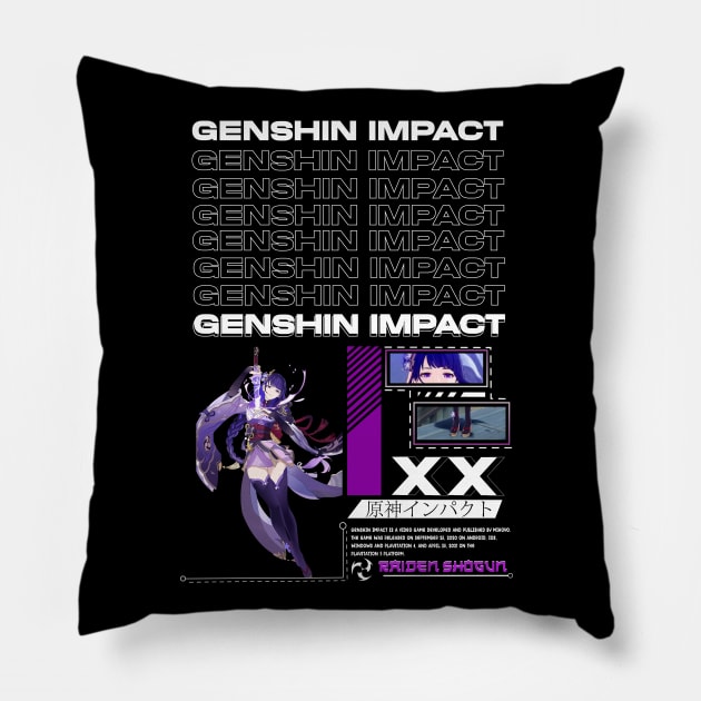 Raiden Shogun - Ghenshin Impact Pillow by Araki Shop