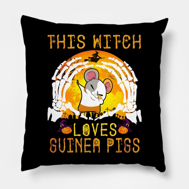 This Witch Loves Guinea Pigs Halloween (117) Pillow by Ravens