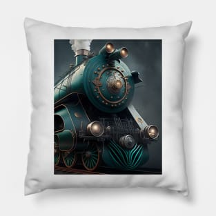 Art Deco Style Trains Pillow