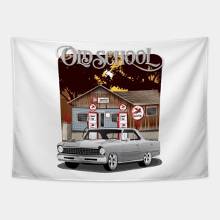 1967 Pewter Gray Chevrolet Nova Old School Print Tapestry