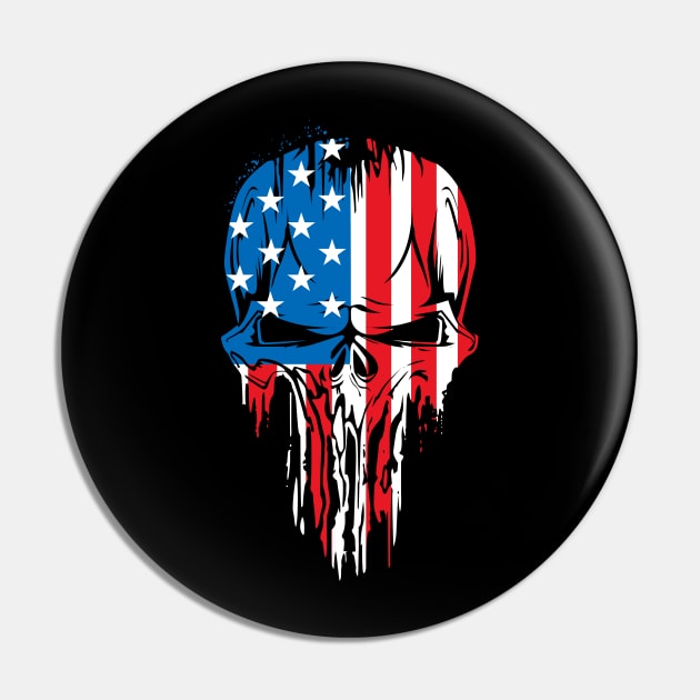 Skull USA flag Pin by Doswork