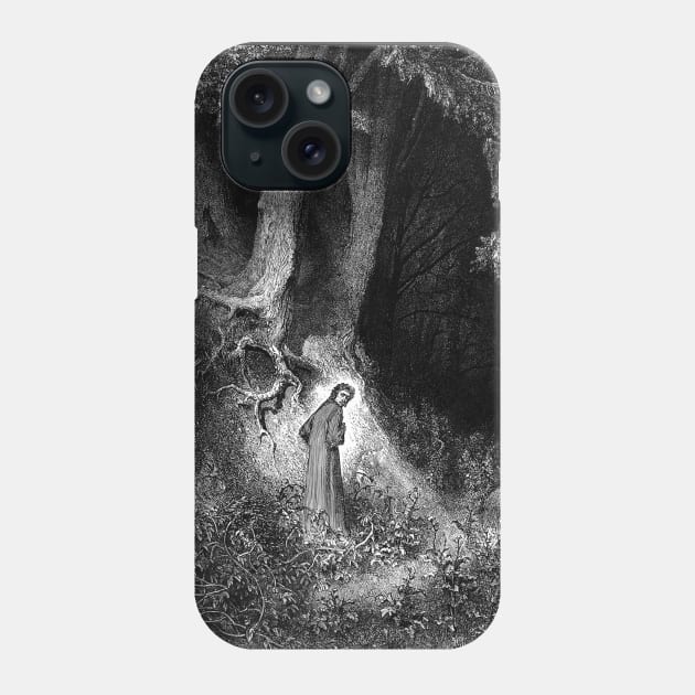 High Resolution Gustave Doré Illustration Within a Forest Dark Phone Case by tiokvadrat