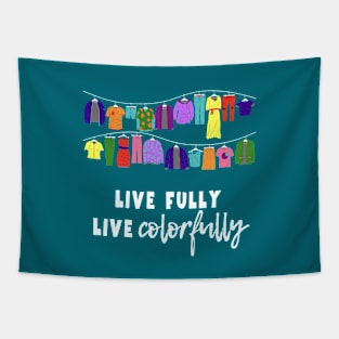 Colorful life in dress in Pride colors, for dark background Tapestry