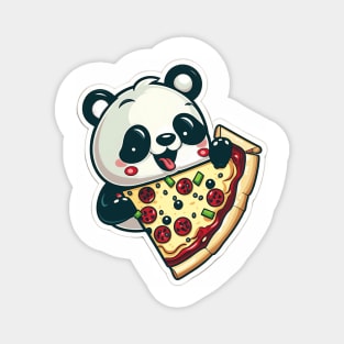 Cute Cartoon Panda Eating Pizza Funny Kawaii Magnet