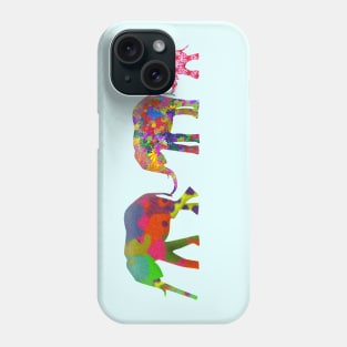 3 Colorful Elephants Holding Tails - Pop Art Phone Case