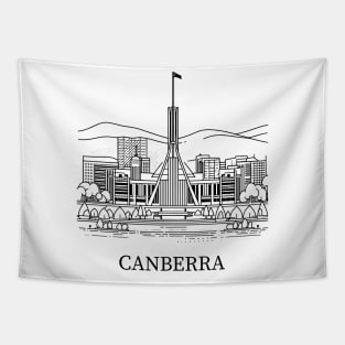 canberra line art illustration Tapestry