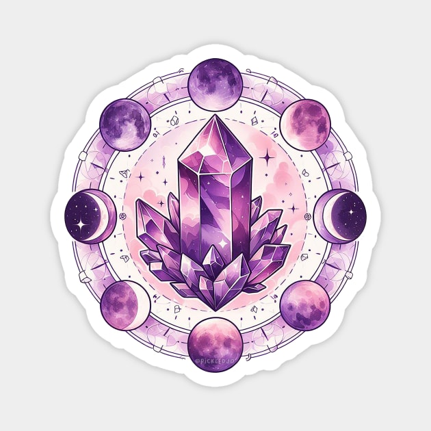Amathyst Crystal - With Phases of the moon Magnet by Pickledjo